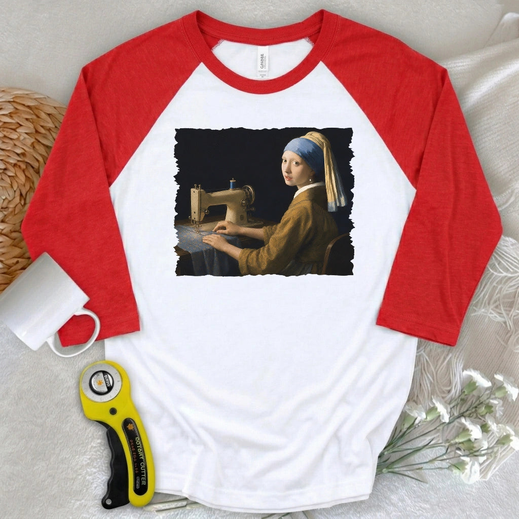 Girl With A Sewing Machine 3/4 Sleeve T-shirt