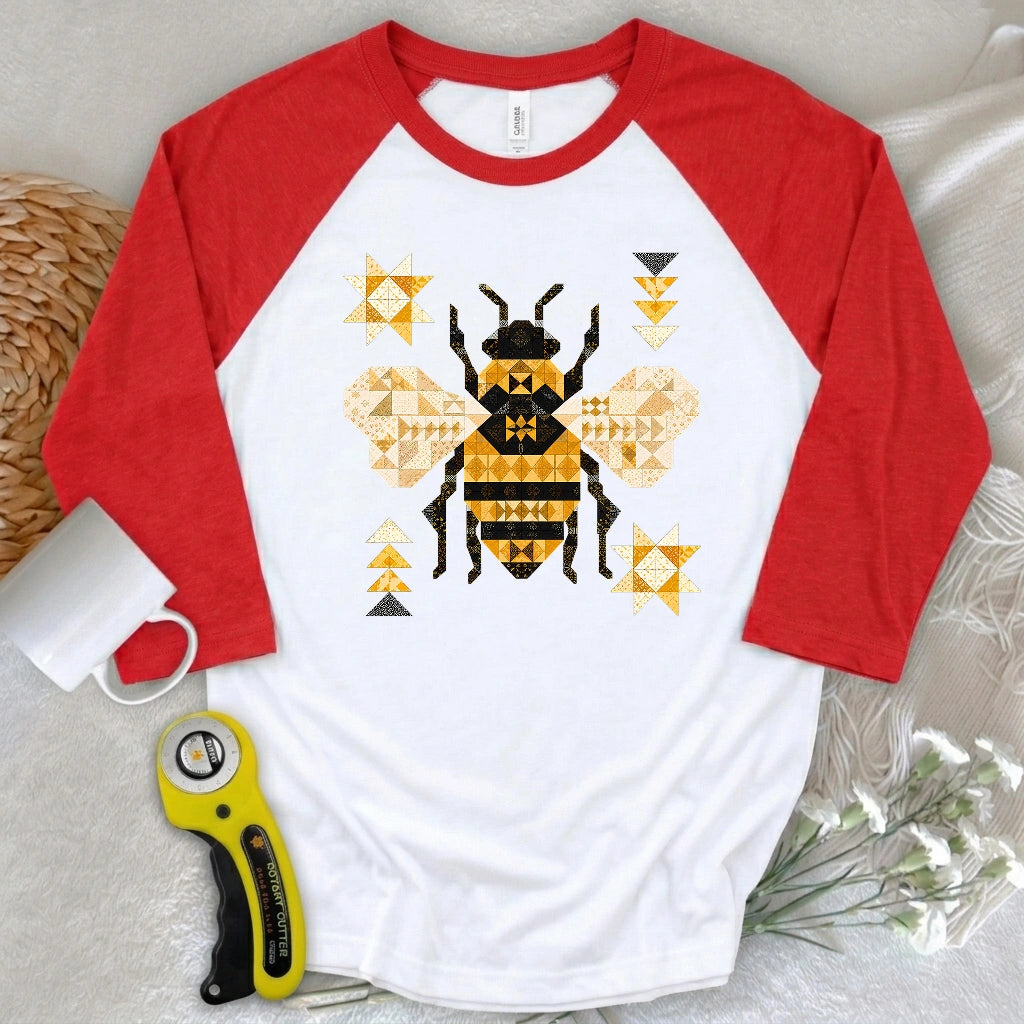 Patchwork Bee 3/4 Sleeve T-shirt