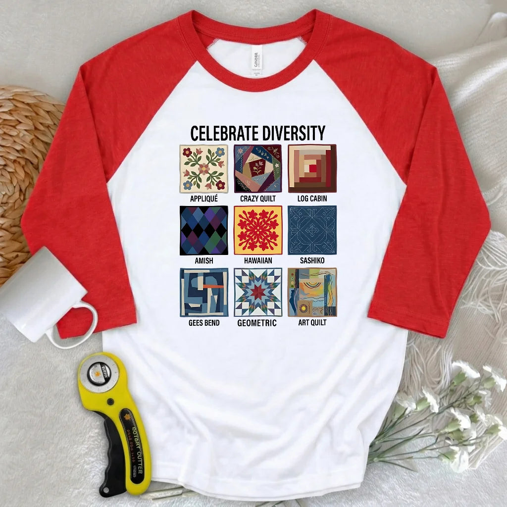 Patchwork Diversity 3/4 Sleeve T-shirt