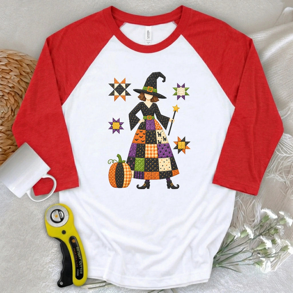 Patchwork Quilt Witch 3/4 Sleeve T-shirt