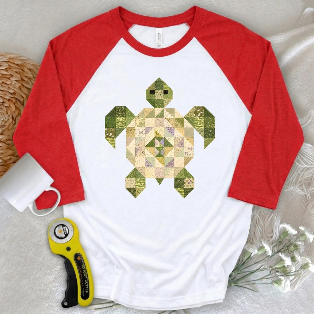 Patchwork Turtle 3/4 Sleeve T-shirt