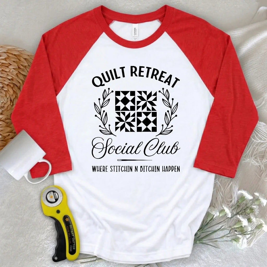 Quilt Retreat 3/4 Sleeve T-shirt