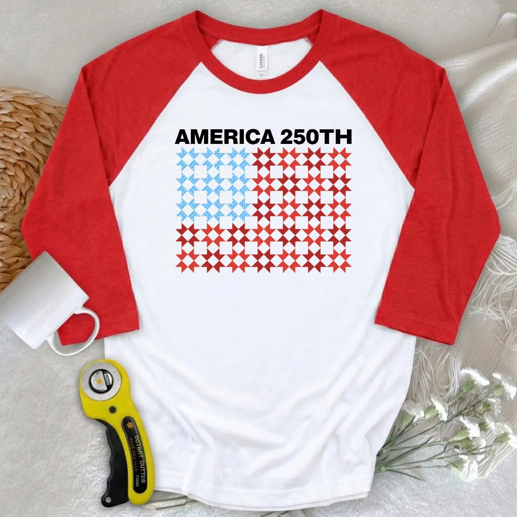 Quilted Tribute 3/4 Sleeve T-shirt