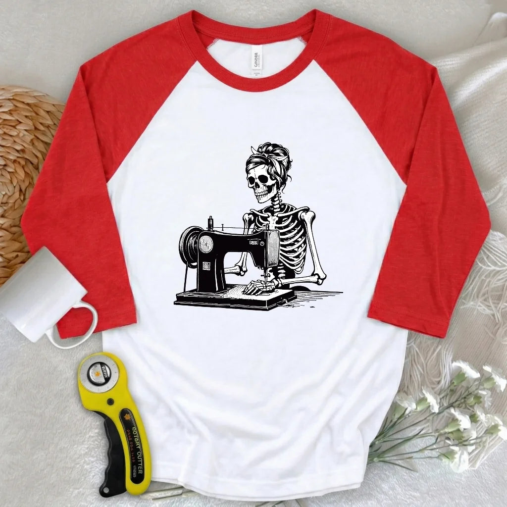 Quilting Skeleton 3/4 Sleeve T-shirt