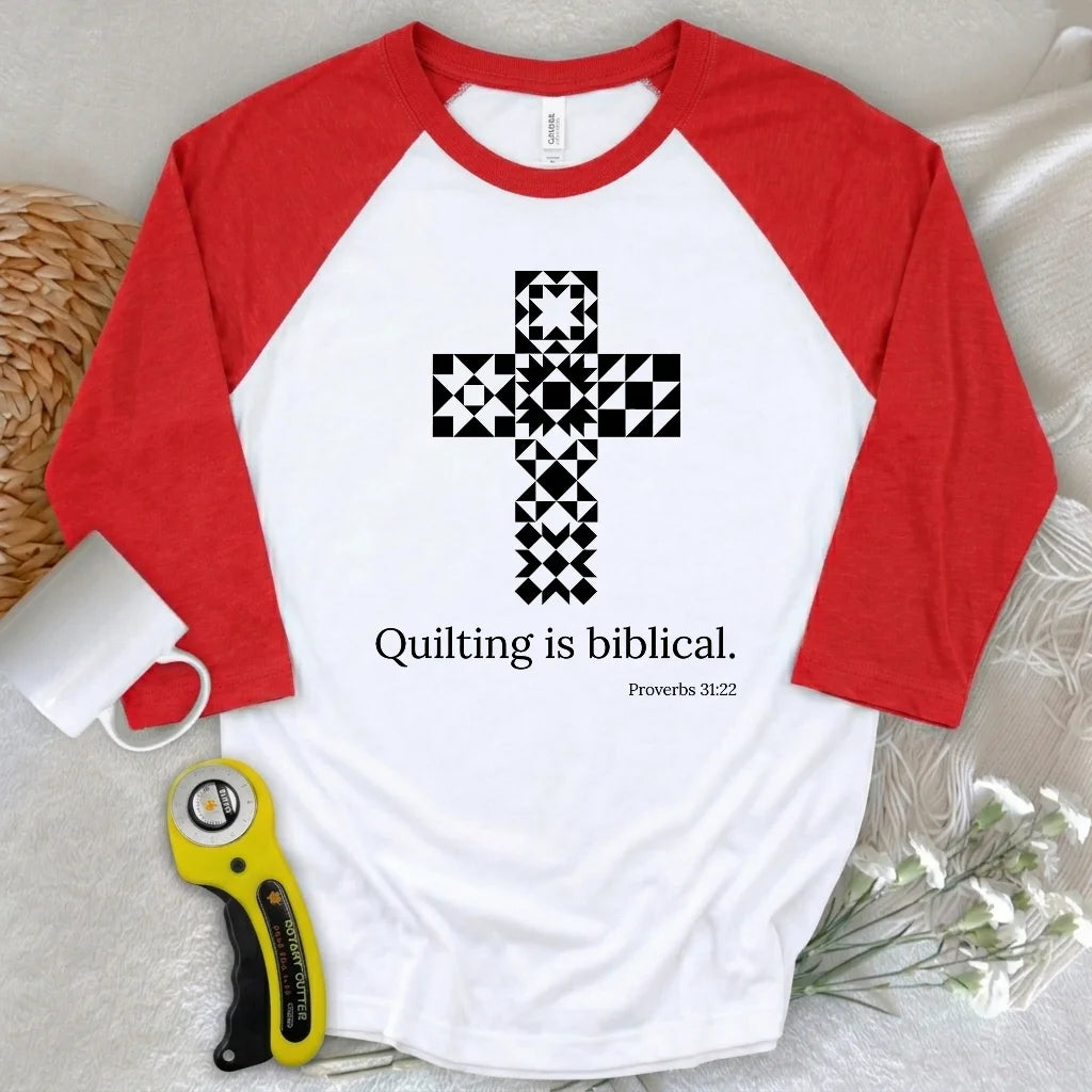 Quilting is biblical 3/4 Sleeve T-shirt