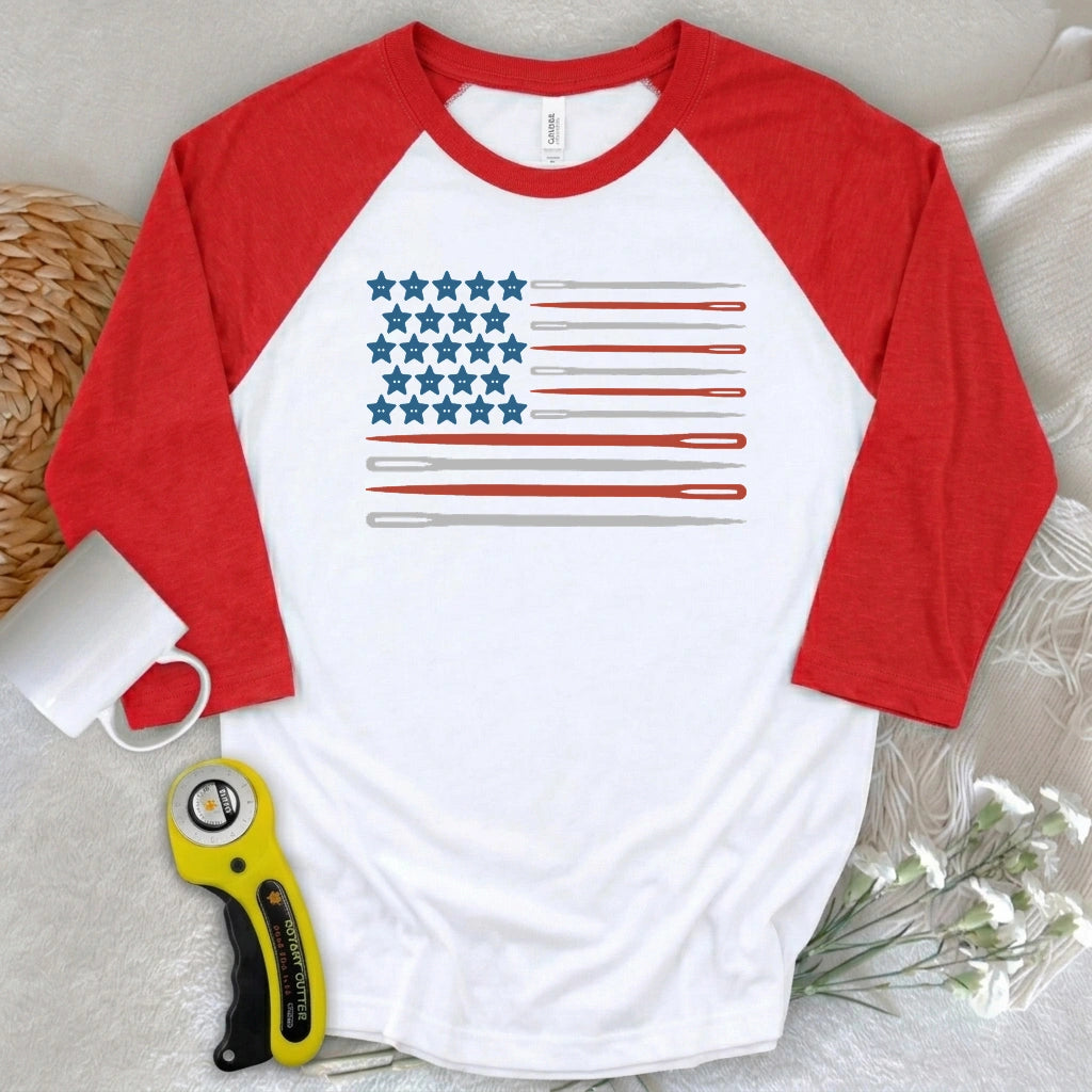Sewing Flag 3/4 Sleeve T-shirt