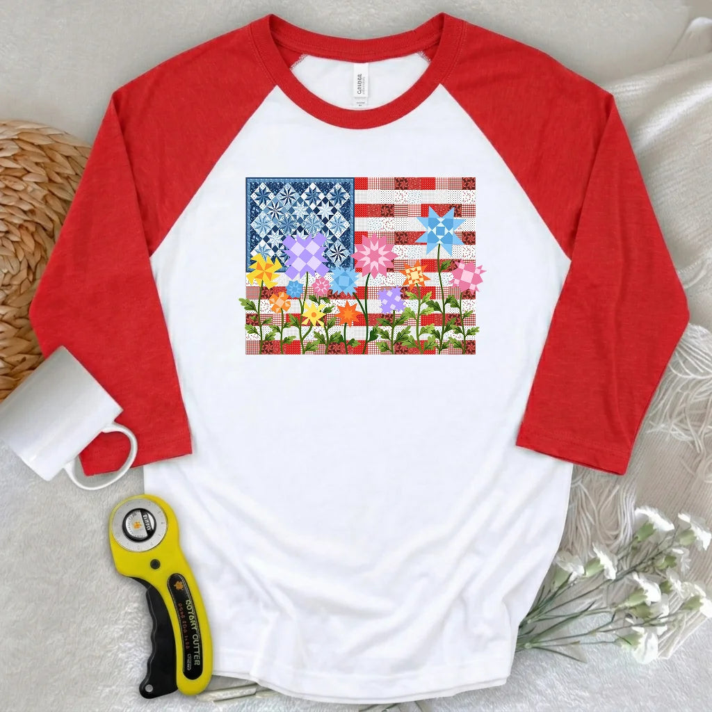 Stars, Stripes & Stitches 3/4 Sleeve T-shirt