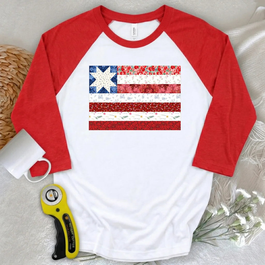 USA Star Flag 3/4 Sleeve T-shirt