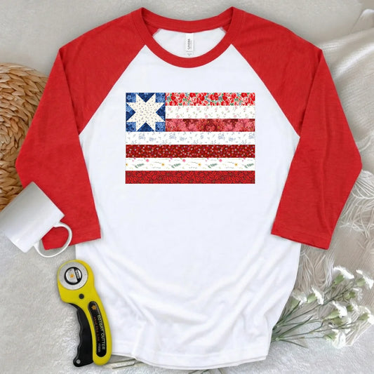 USA Star Flag 3/4 Sleeve T-shirt