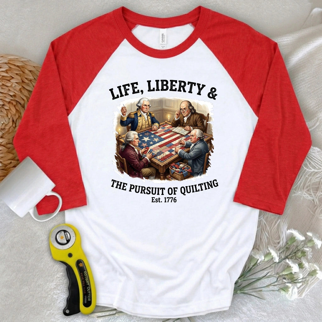 United We Quilt 1776 3/4 Sleeve T-shirt