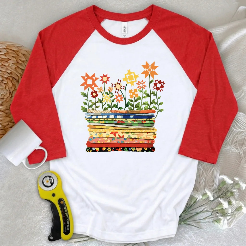 Where Quilts Bloom 3/4 Sleeve T-shirt