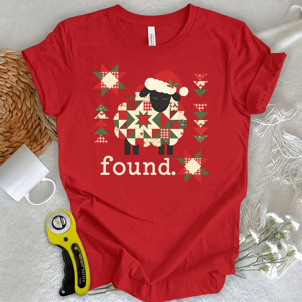 Psalm 23 Christmas Patchwork Sheep T-shirt