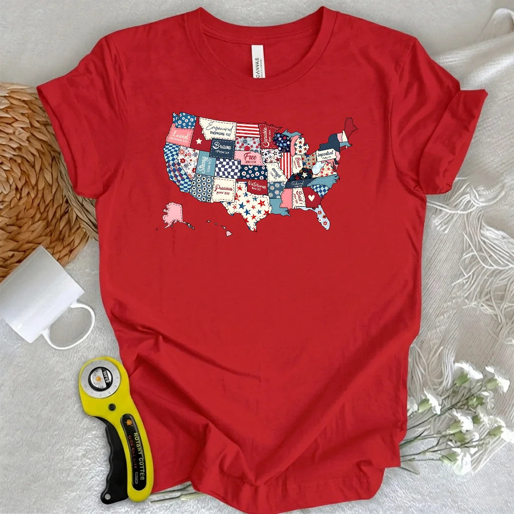 USA Quilt Map T-shirt