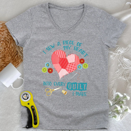 Heartstitched Quilt Love Lady V-neck