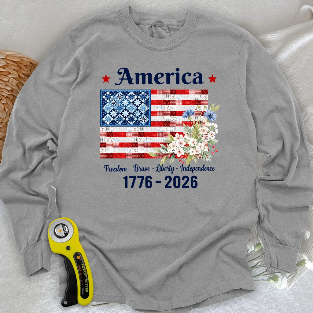American Patchwork Bloom Long Sleeve T-shirt
