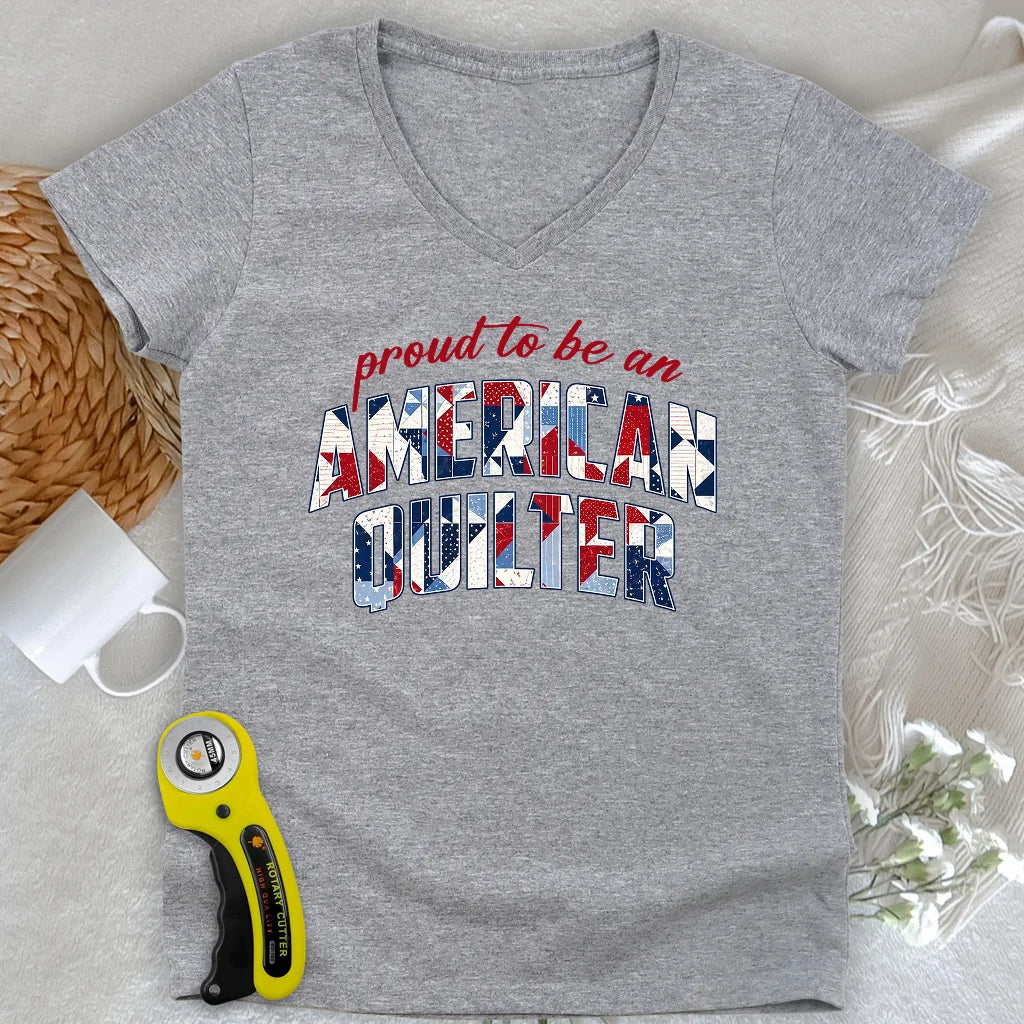 American Quilter Lady V-neck