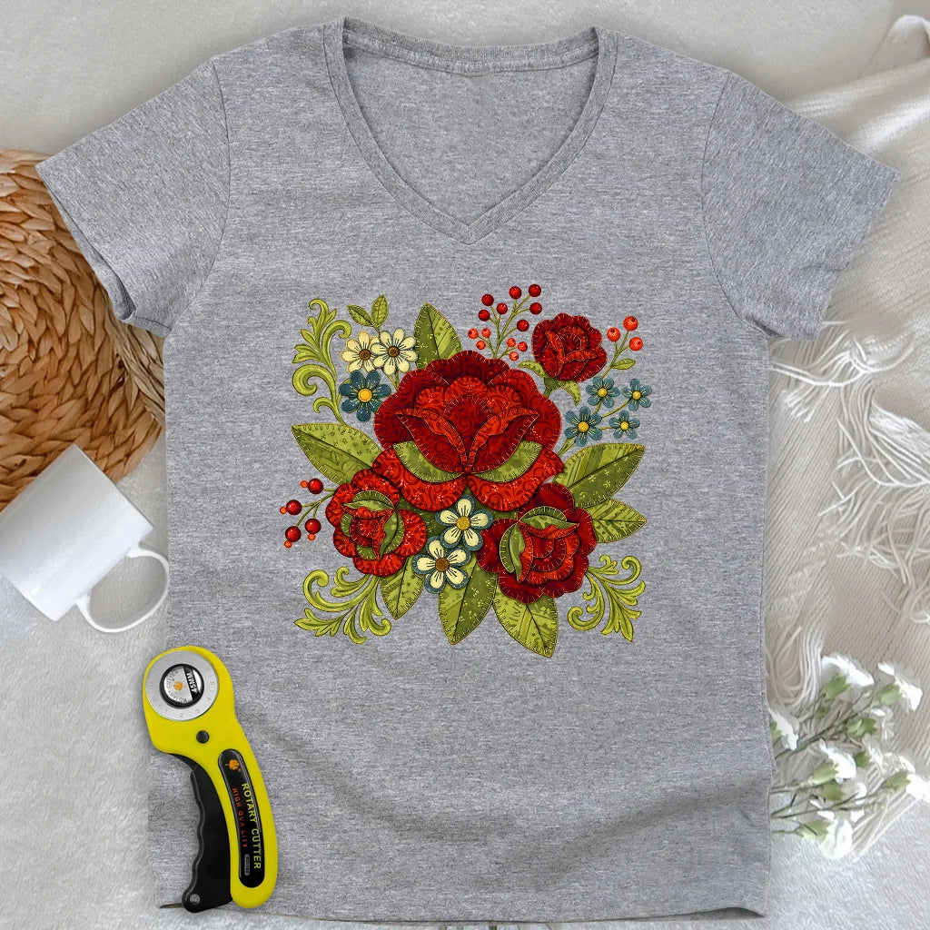 Appliqué Nerd Lady V-neck