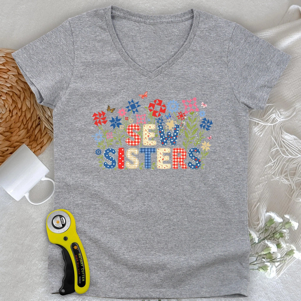 Appliqué Sew Sisters Lady V-neck