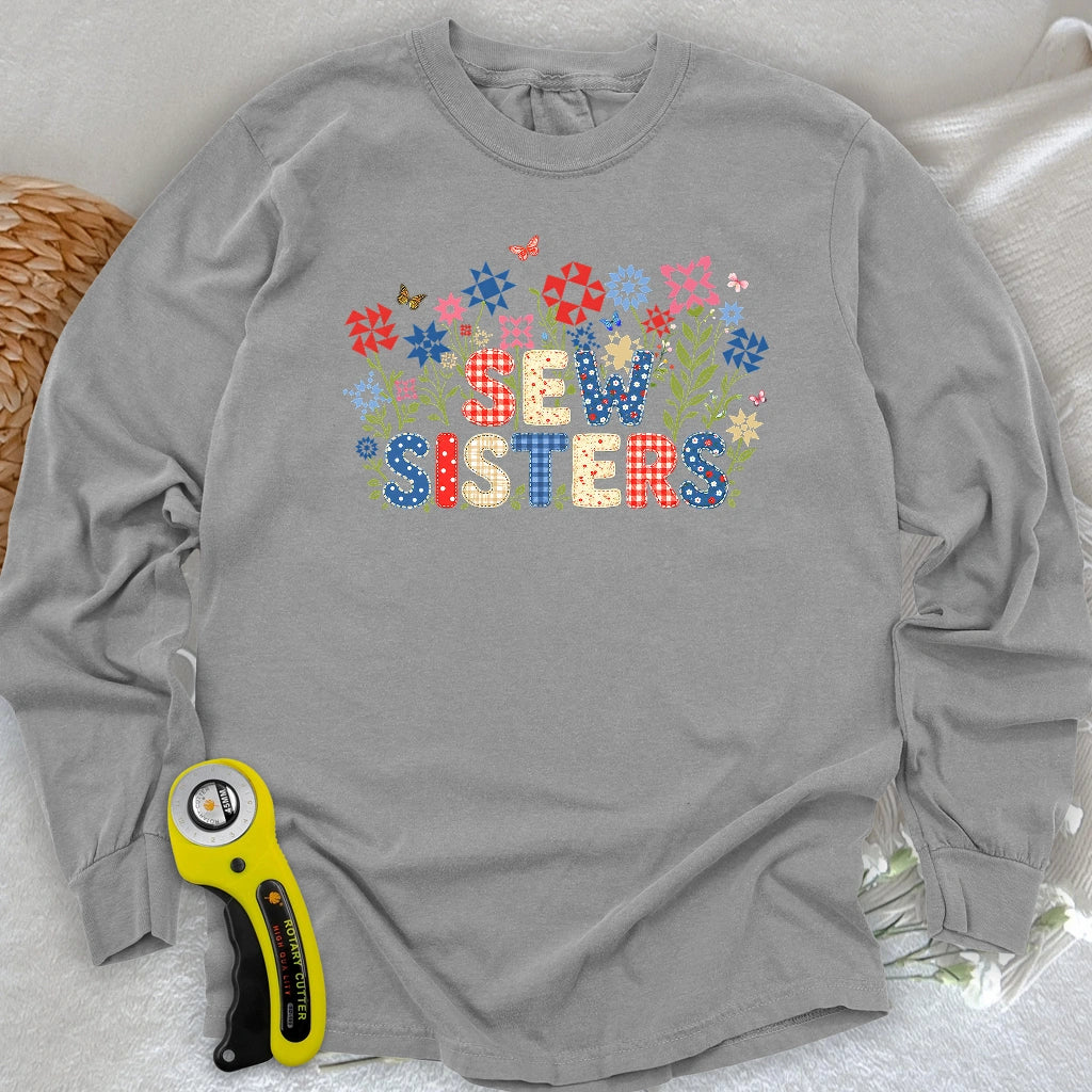 Appliqué Sew Sisters Long Sleeve T-shirt