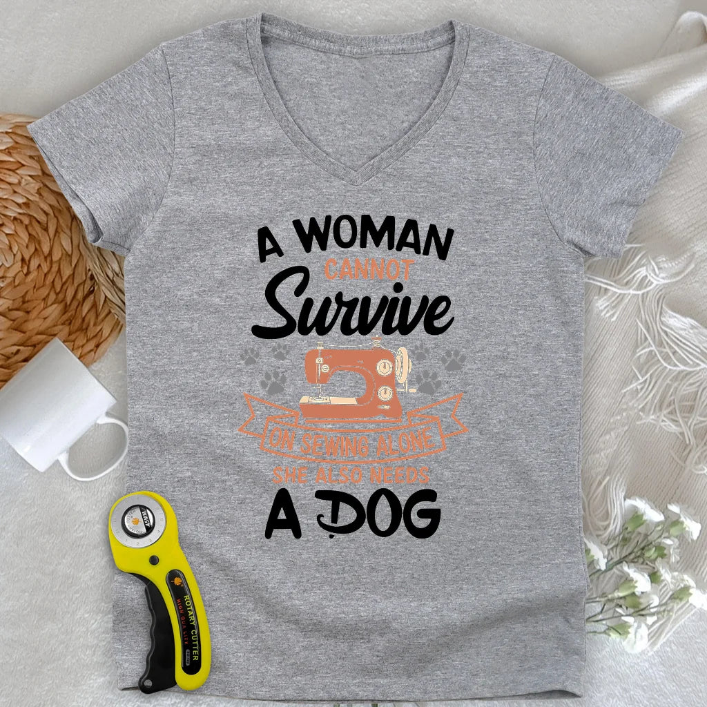 Je ne peux pas coudre sans mon col en V Dog Lady