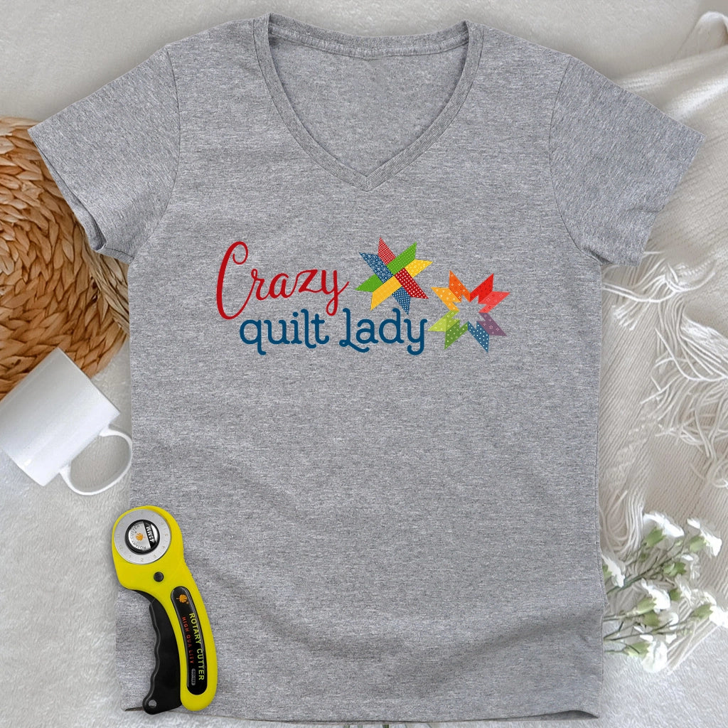 Crazy quilt lady Lady V-neck