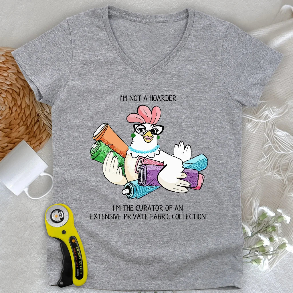 Fabric Hoarder Lady V-neck