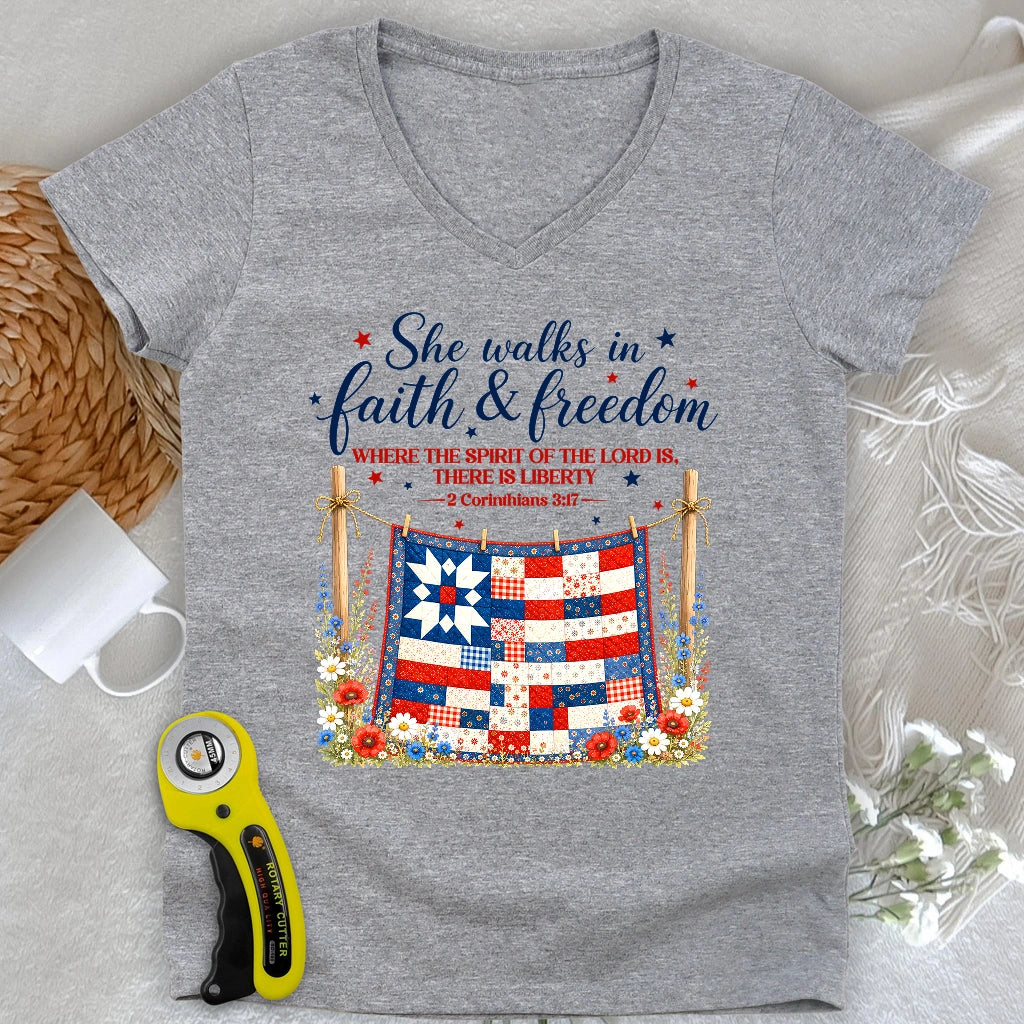 Faithfully Pieced Lady V-neck
