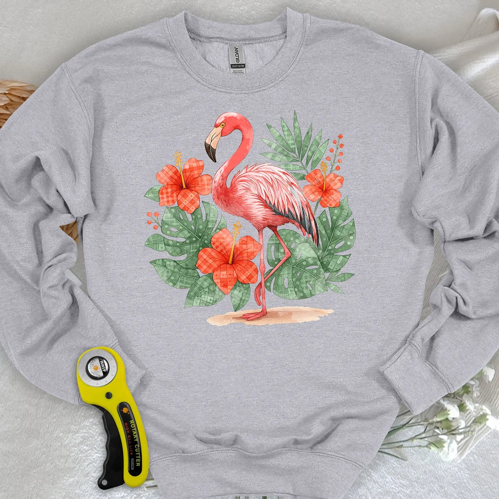 Flamingo- & Blumen-Patchwork-Sweatshirt