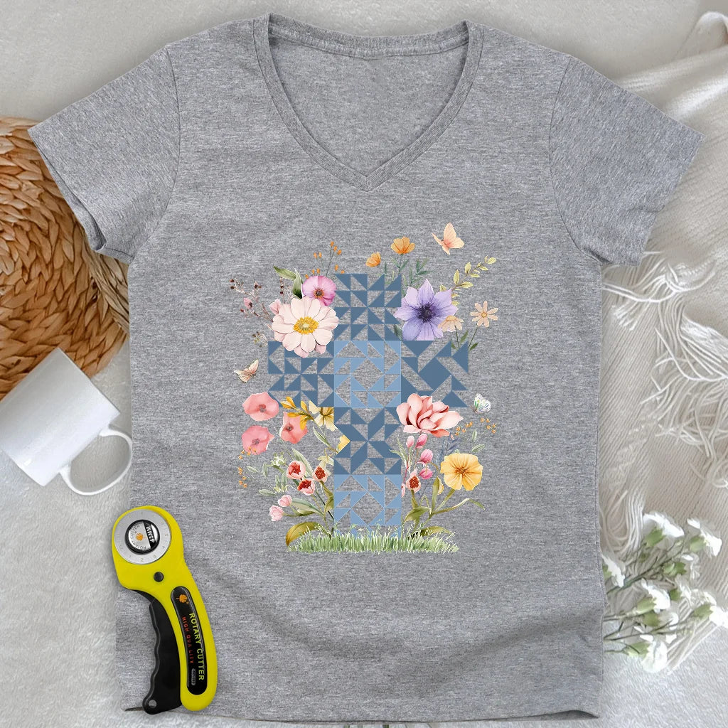 Chemisier floral col V femme matelassé « Floral Faith »