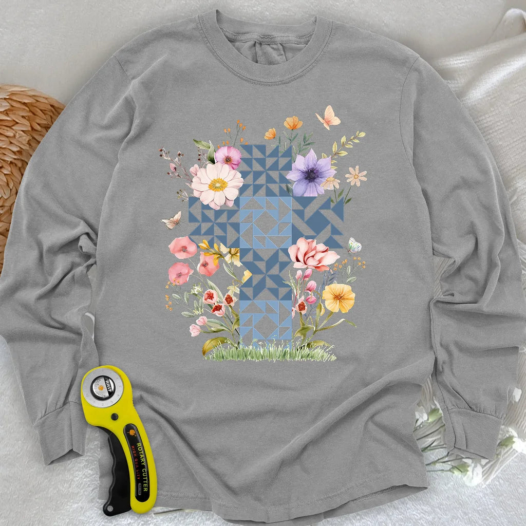 Floral Faith Quilt Langarm-T-Shirt