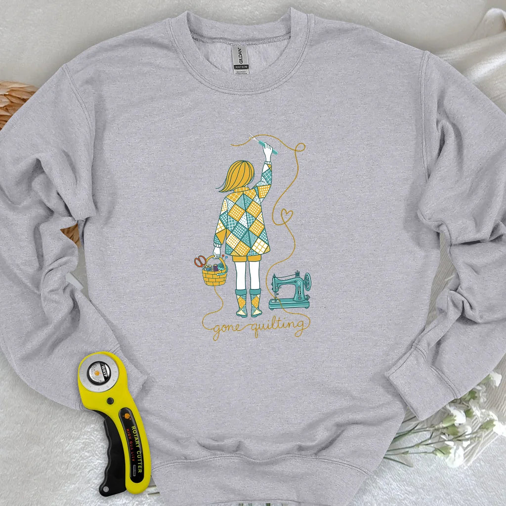 Sweat-shirt "Je suis partie faire de la courtepointe"