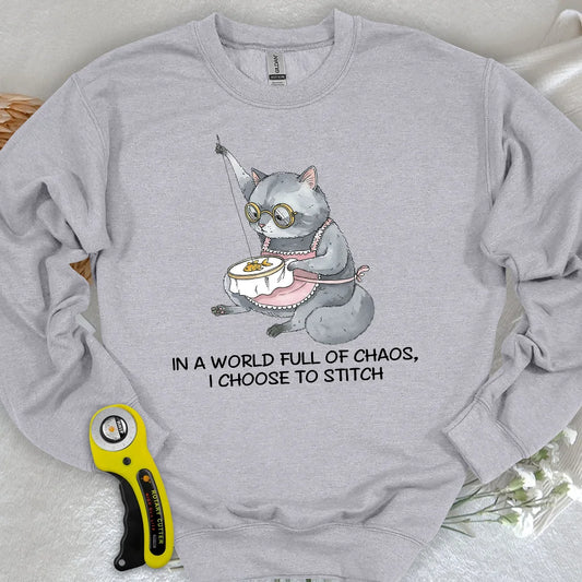Granny Cat Näherin Sweatshirt