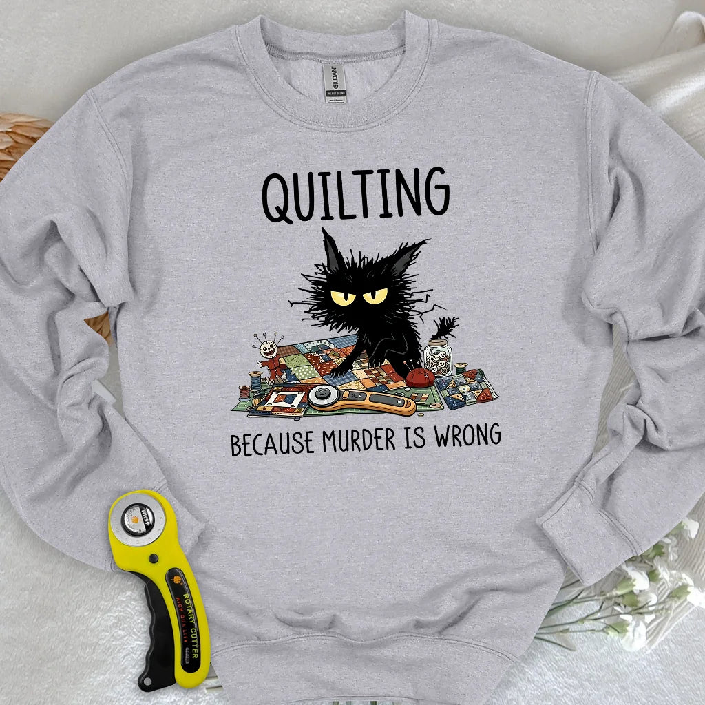 Mürrische Quilter-Katze Sweatshirt