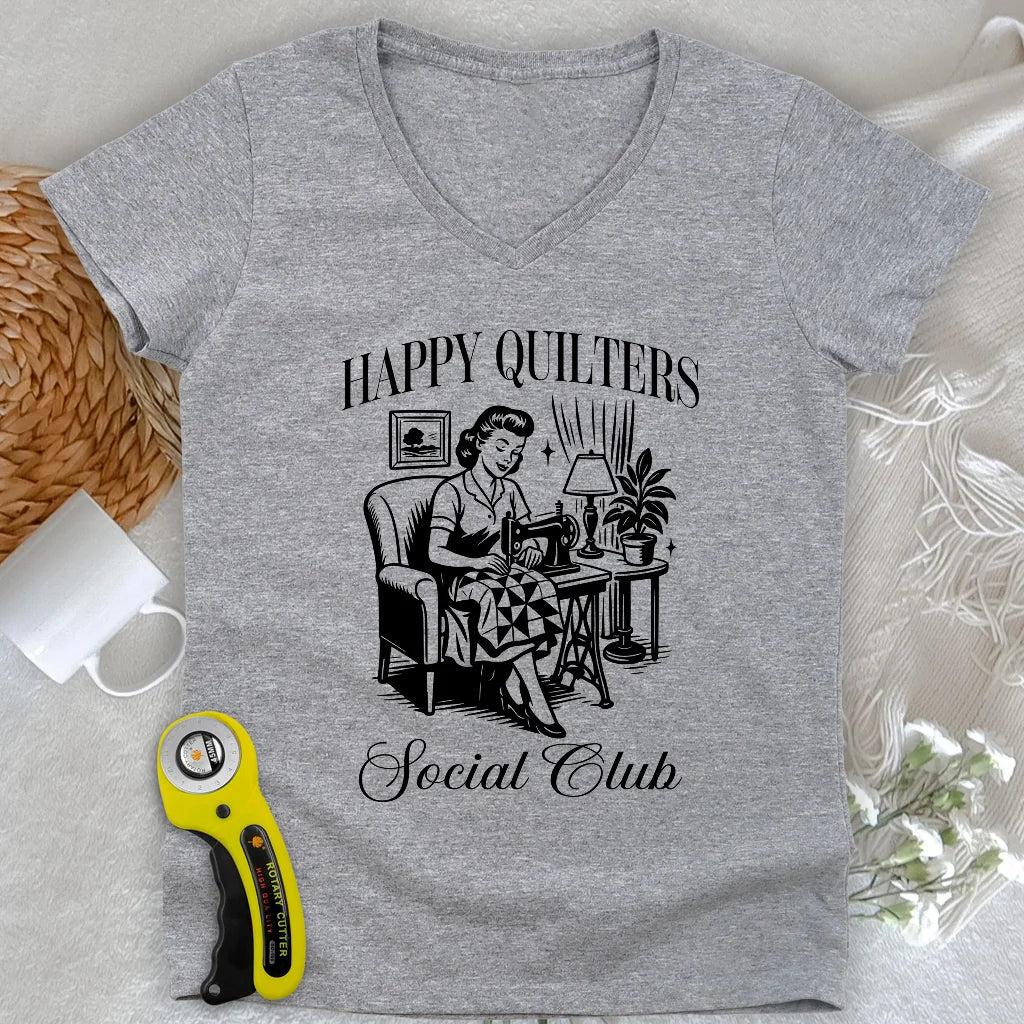 Happy Quilters Lady V-neck