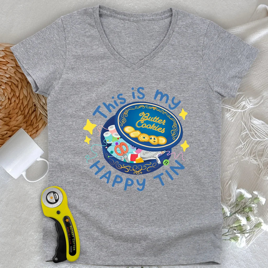 Happy Tin Lady V-neck