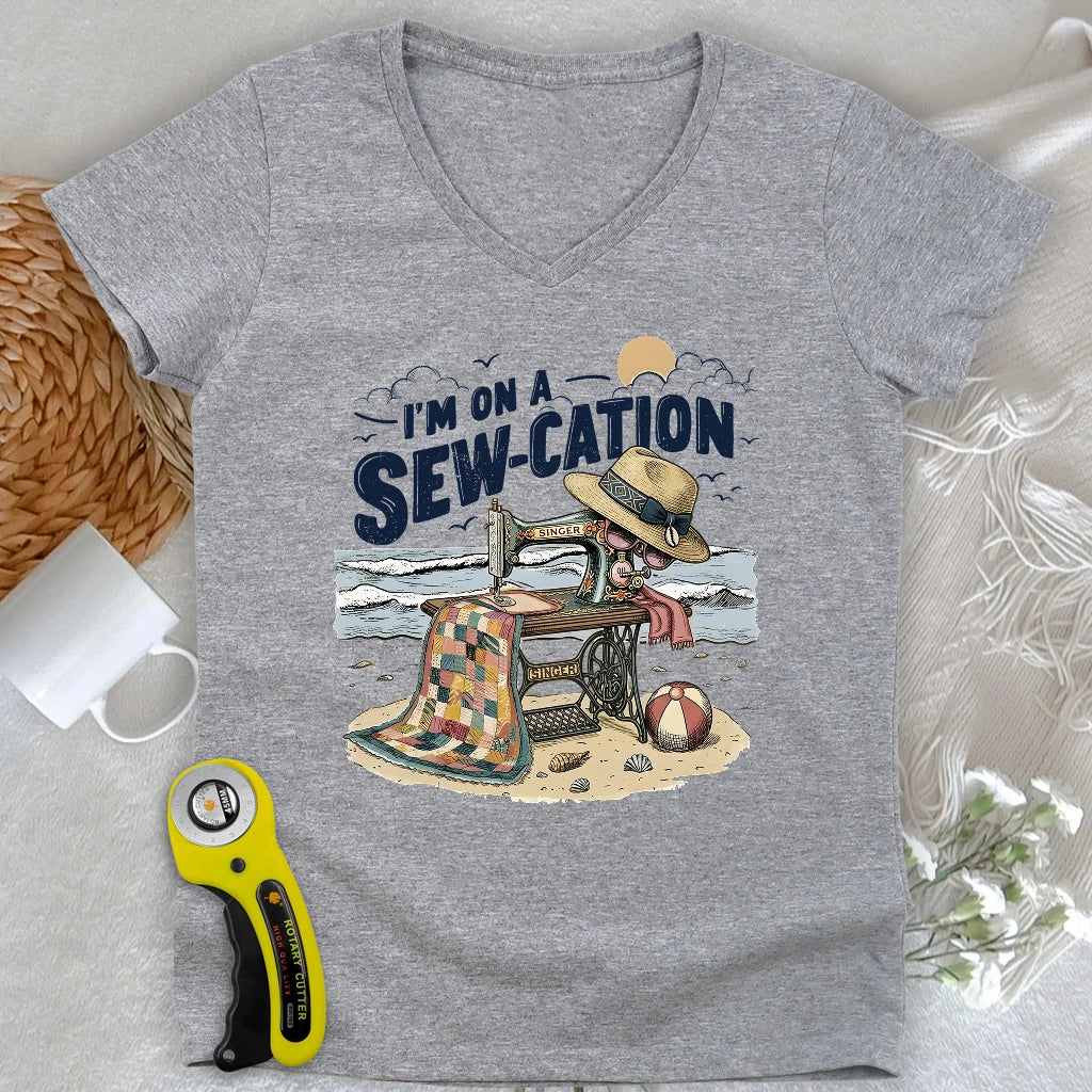I'm On a Sew-Cation Lady V-neck