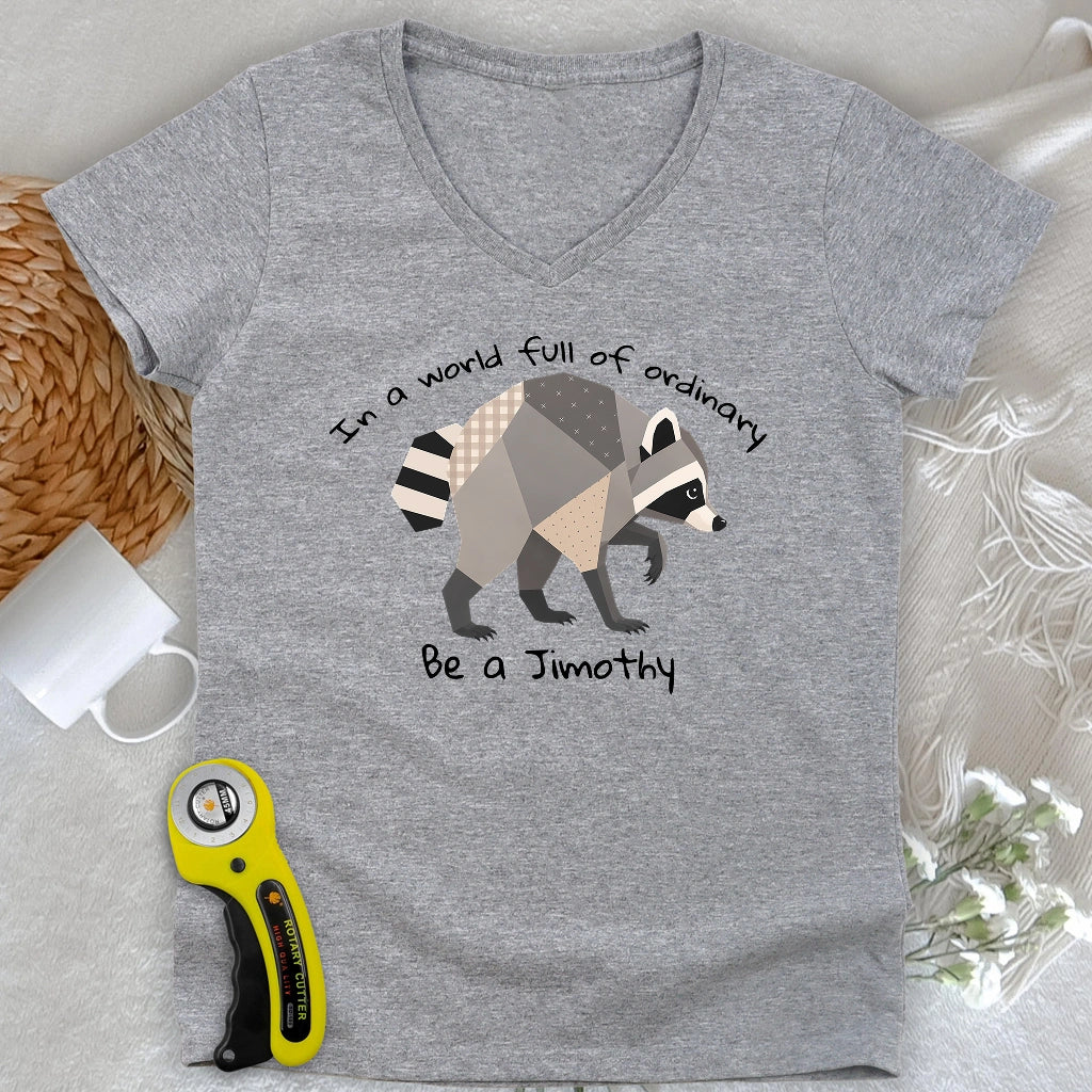 Jimothy the Quilted Raccoon Lady V-neck