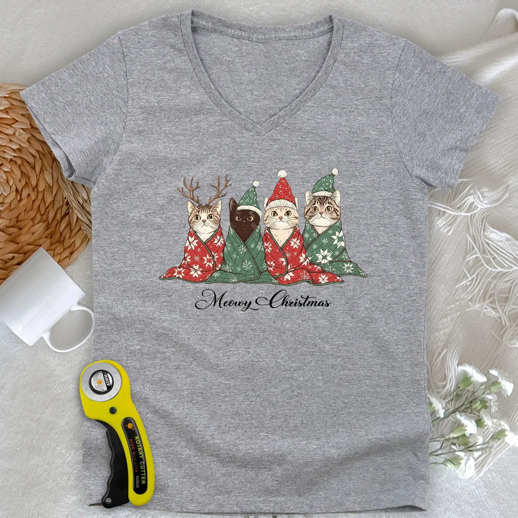 Meowy Christmas Lady V-neck