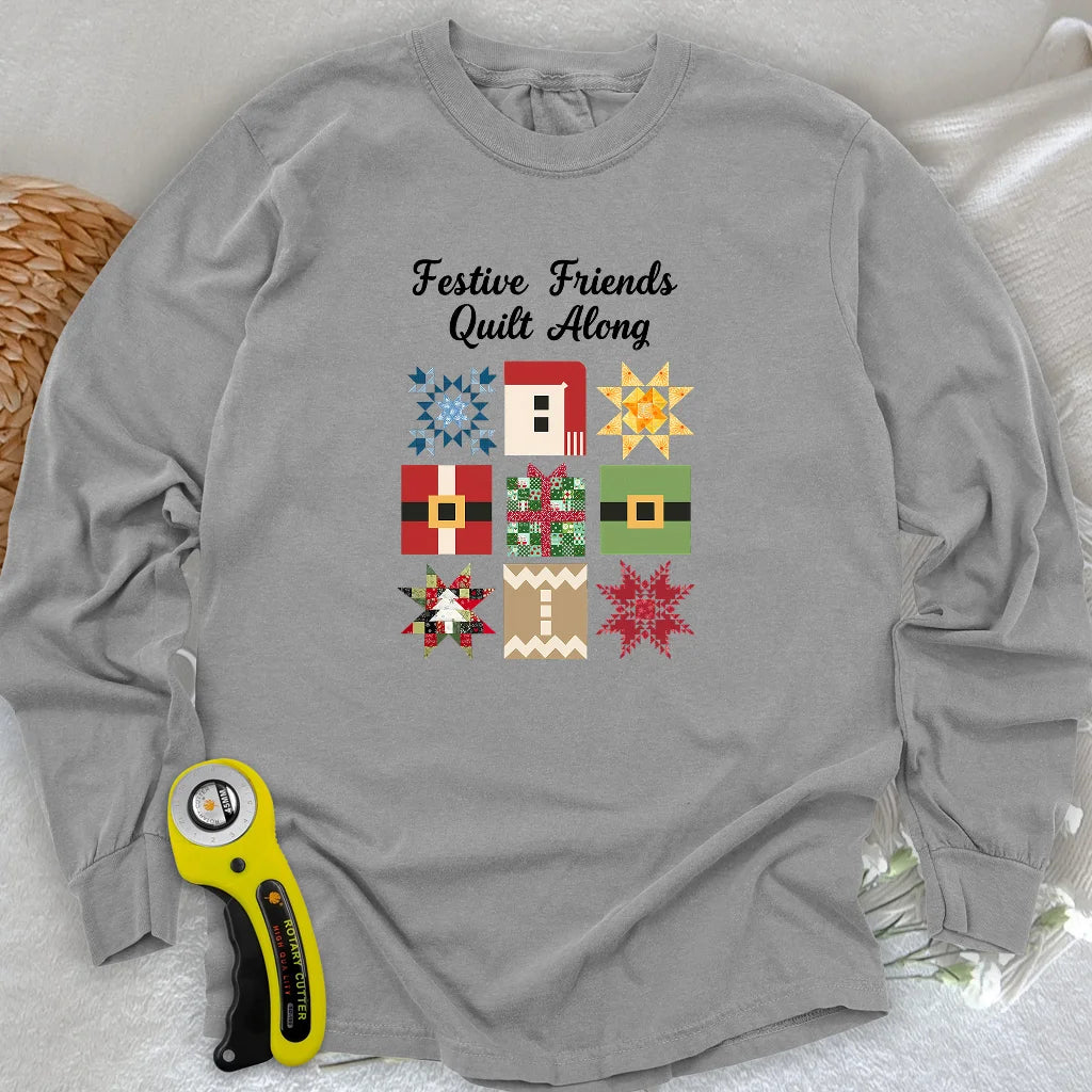 T-shirt à manches longues motif patchwork "Merry Makers"