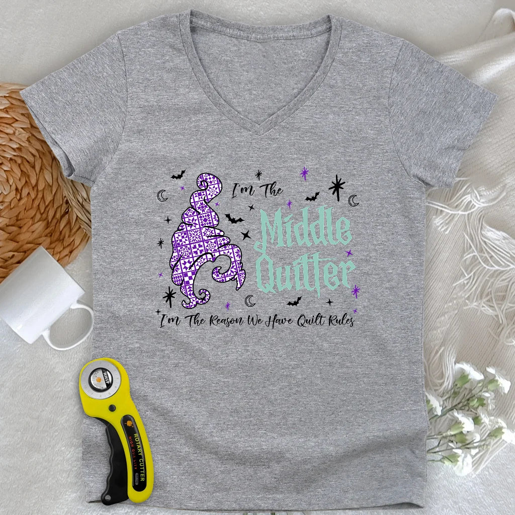 Middle Quilter Lady V-neck