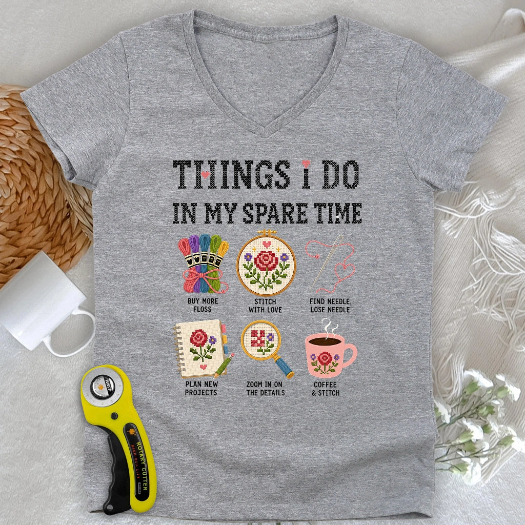 Needlework Hobbyist Lady V-neck