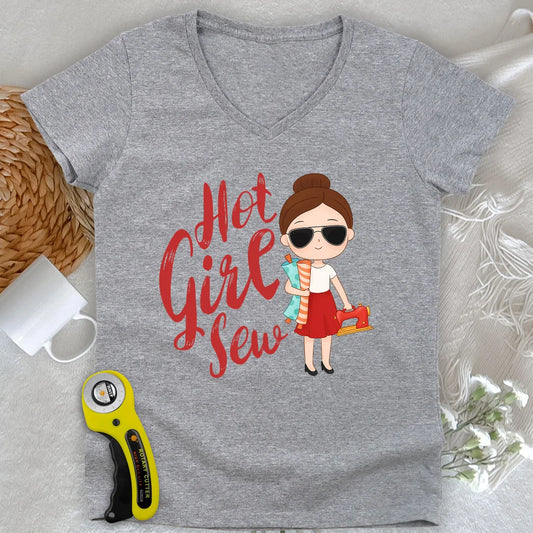 Okayest Quilter Lady V-neck