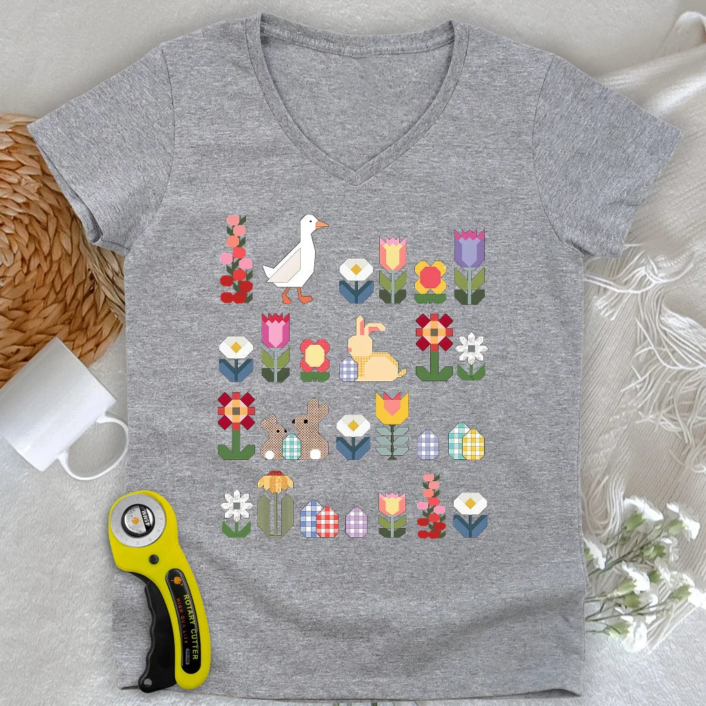 Patchwork Blooms - col en V pour femme