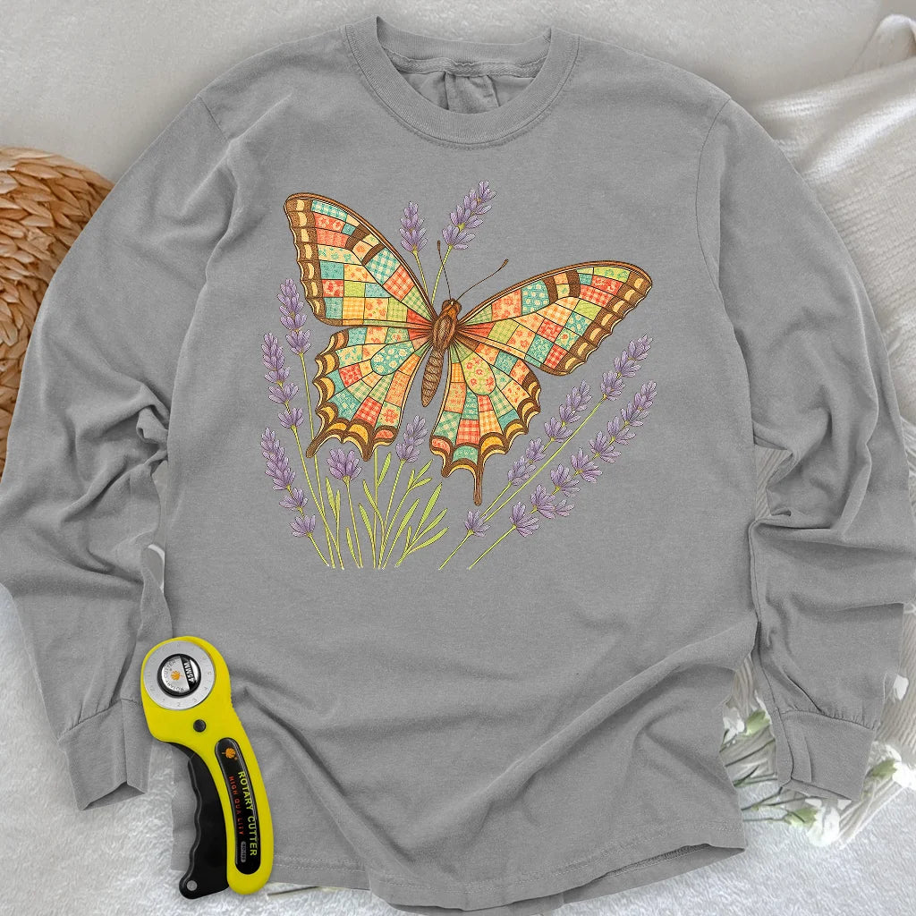 T-shirt papillon patchwork à manches longues