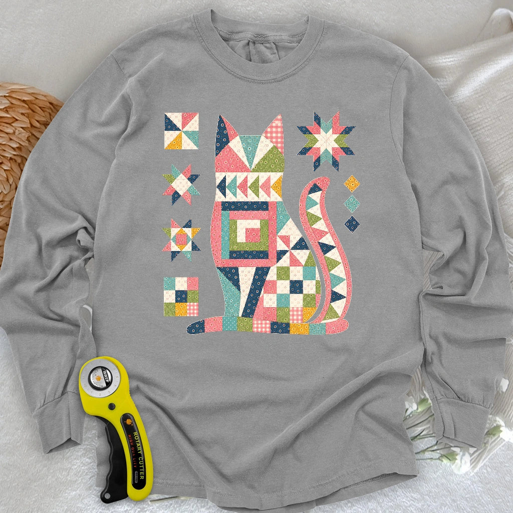 Patchwork Cat Long Sleeve T-shirt