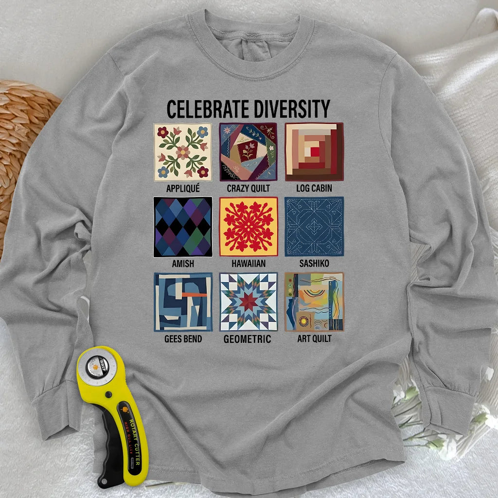 T-shirt à manches longues motif patchwork Diversity