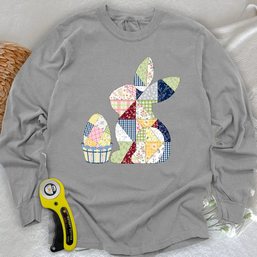 Patchwork Easter Bunny Long Sleeve T-shirt
