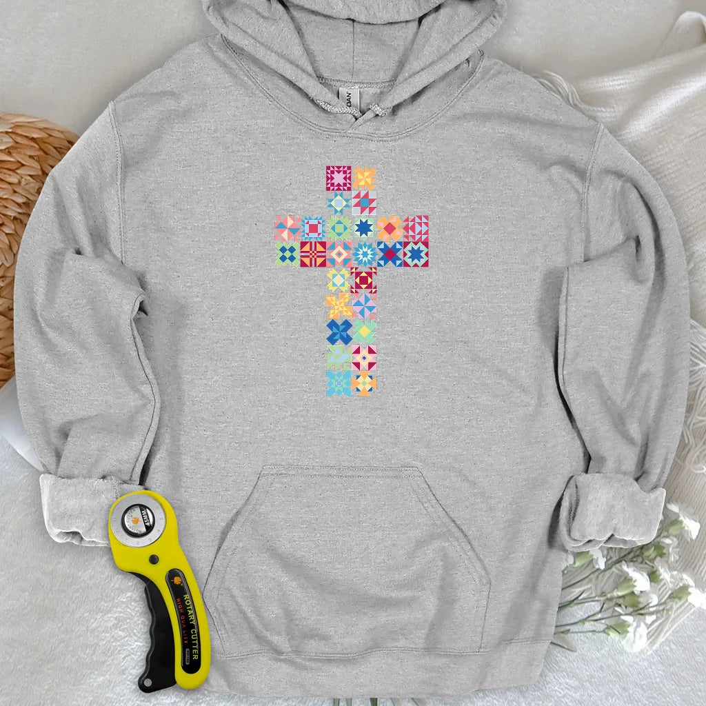Patchwork Faith Cross Hoodie