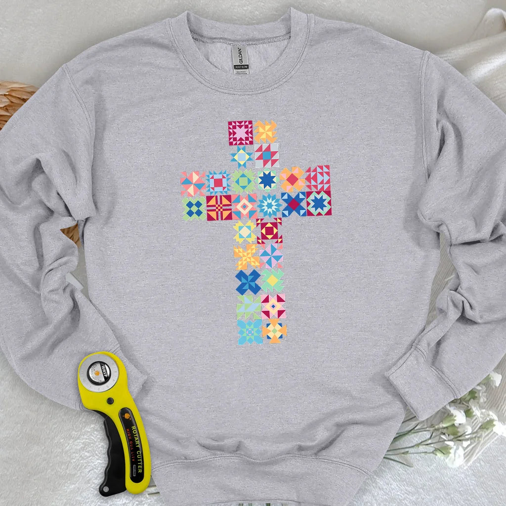 Patchwork Faith Cross Sweatshirt