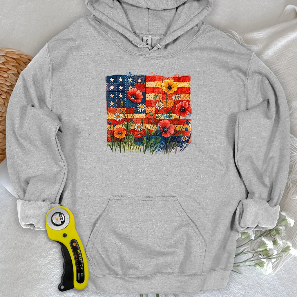 Sweat à capuche floral patchwork